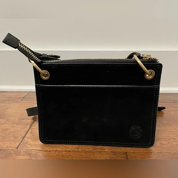 NWOT Spartina 449 Black Leather Suede Texture Shoulder Crossbody Handbag